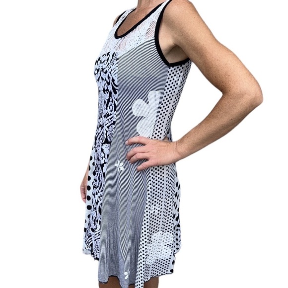 Vintage Crazy Fish |‎ Lace Celtic Dress Striped Polka Dot Floral Asymmetrical S - Picture 3 of 12